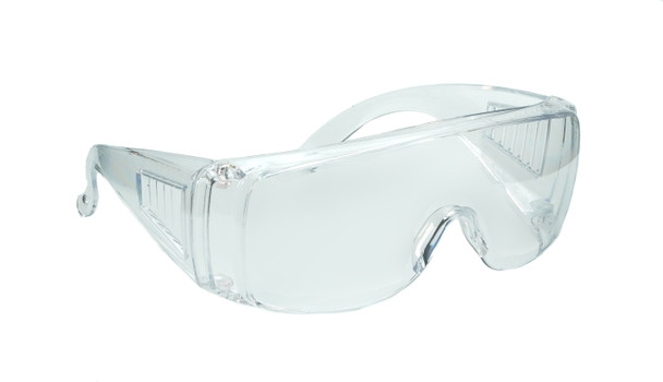 Safety Glasses Wrap Around Crystal Clear Eye Protection that fit over Eyeglasses - single